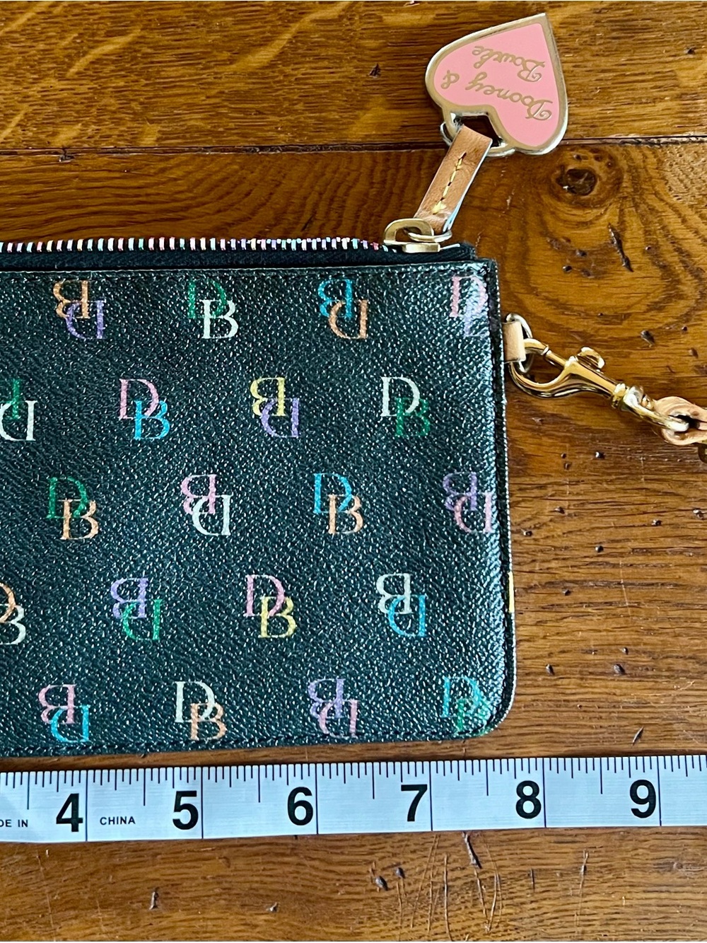 Dooney & Bourke Black Rainbow DB Wristlet - Picture 2 of 5